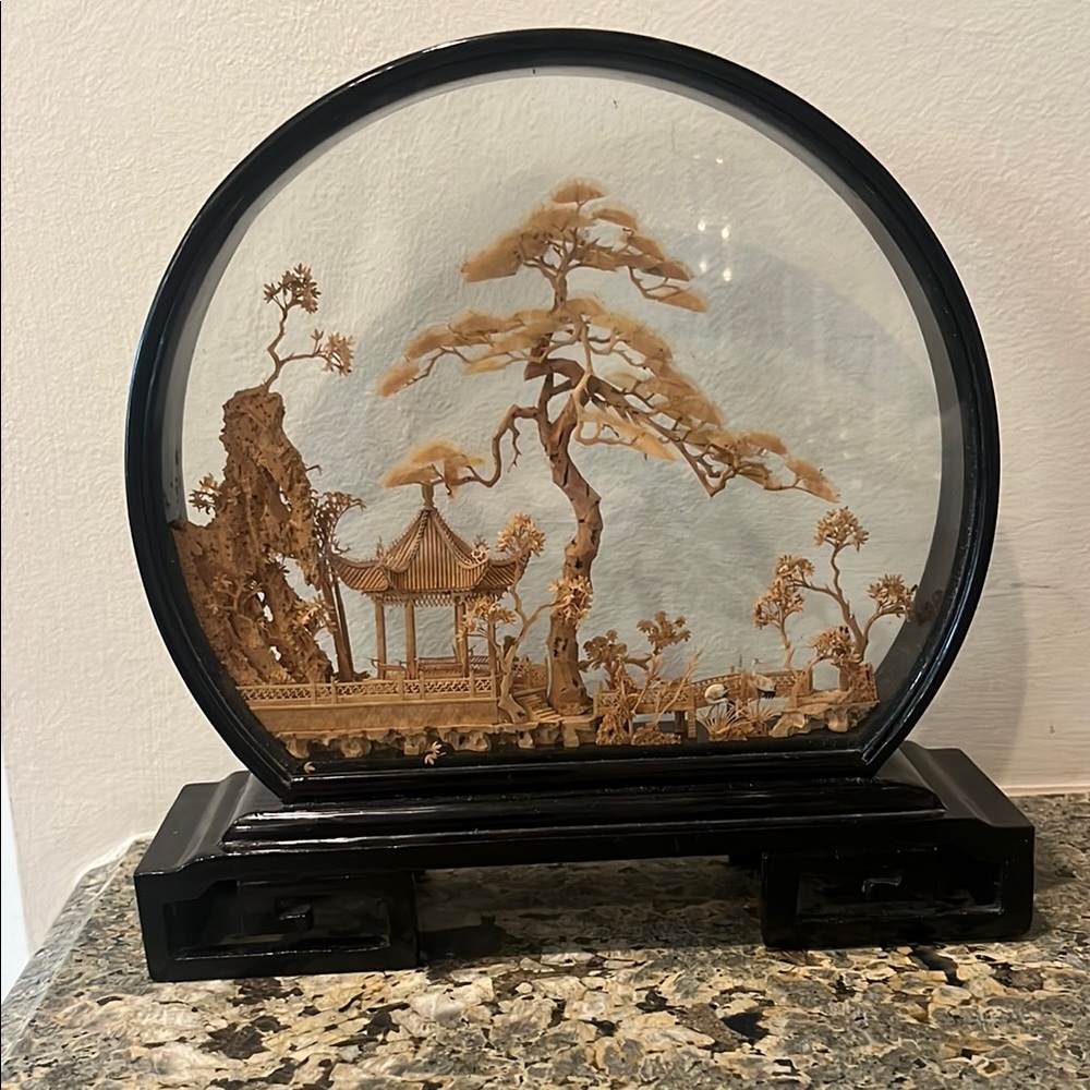Vintage Chinese Cork Carving Art Piece